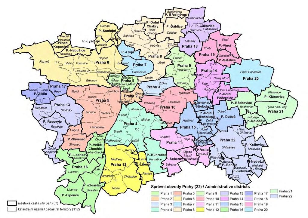 Obrázek 3.1: Správní členění Hlavního města Prahy Zdroj: Český statistický úřad 3.