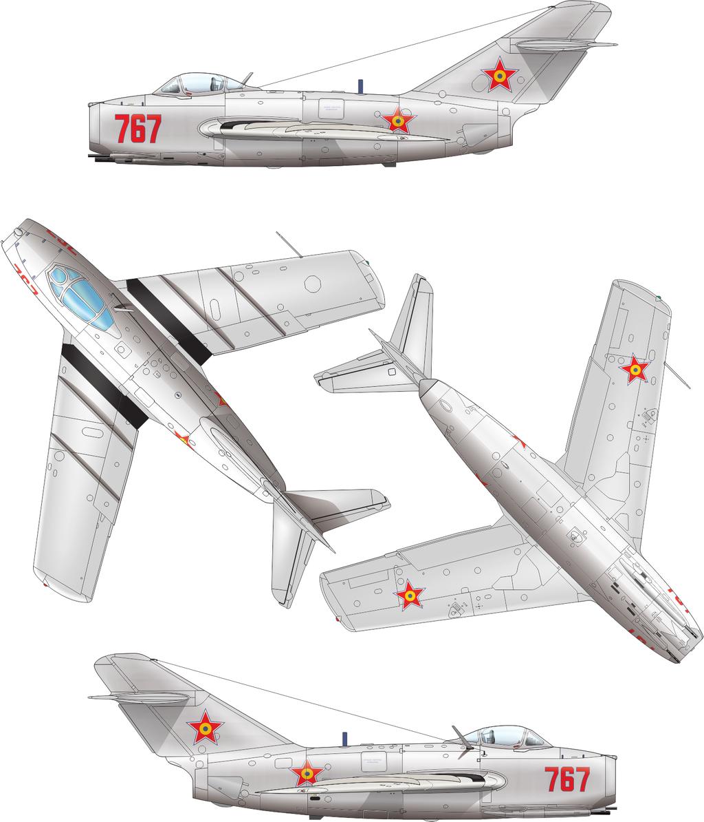 E MiG-15, výr. č. 21767, Rumunské letectvo, základna Deveselu, 1962 Rumunské letectvo používalo celkem 204 MiGů-15.