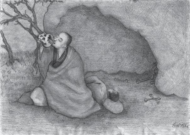 s poloslanou vodou. Pohnut touto zkušeností s vírou, že odporné místo se zdálo být útulným útočištěm, Won Hyo žasl nad silou lidské mysli transformovat realitu.