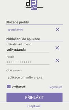 Přihlašování probíhá pomocí stejných údajů jako při klasickém přihlášení do webového rozhraní.
