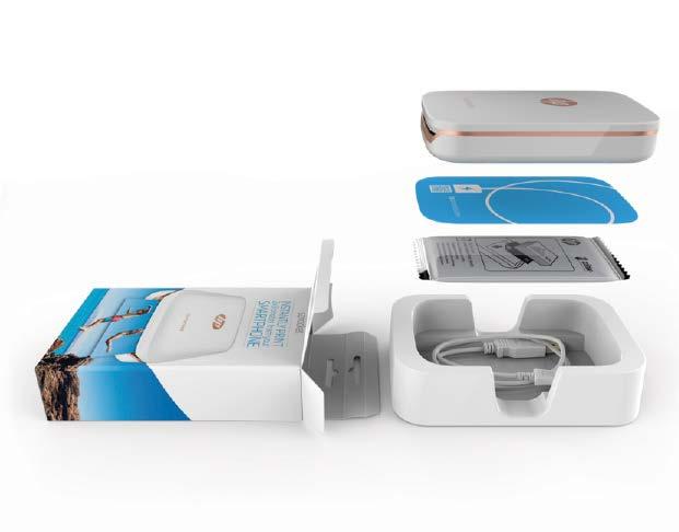 Součásti a ovládací prvky Obsah balení Fotografická tiskárna HP Sprocket Karta s nastavením