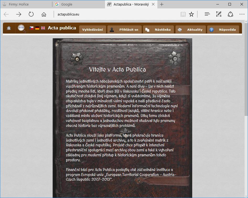Moravský zemský archiv v Brně 1. VYHLEDÁVÁNÍ 2.