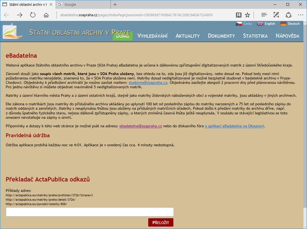 Státní oblastní archiv v Praze 1.
