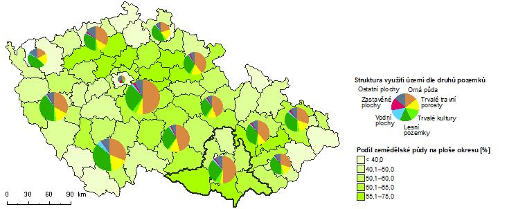 4.1 Využití území Jižní část Jihomoravského kraje je vlivem příznivých přírodních podmínek nejvýznamnější vinařskou oblastí ČR, na území kraje se v roce 2016 nacházelo dle katastru nemovitostí 18 081