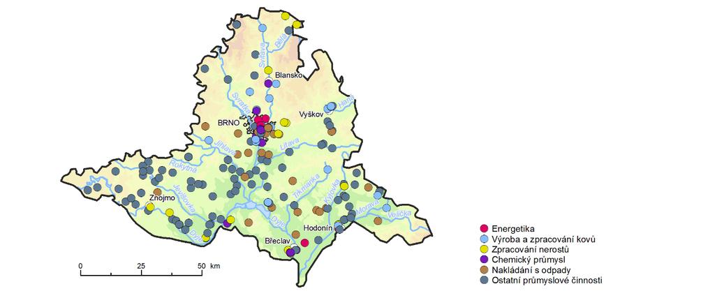 7.2 Průmysl V Jihomoravském kraji bylo v roce 2016 v provozu 178 průmyslových zařízení IPPC (Obr. 7.2.1) z celkového počtu 1 544 zařízení v celé ČR.