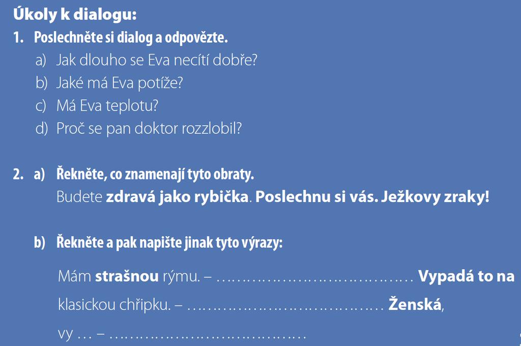 2. Užitečné obraty: Jak se cítím, jaké mám potíže