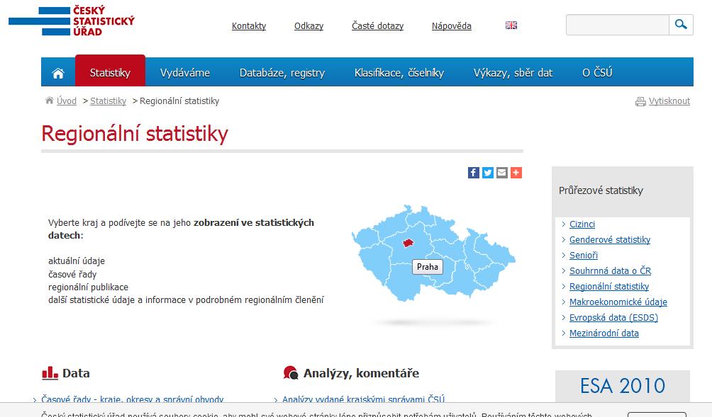 Data o území Existují rozsáhlé databáze organizačních, demografických, ekonomických