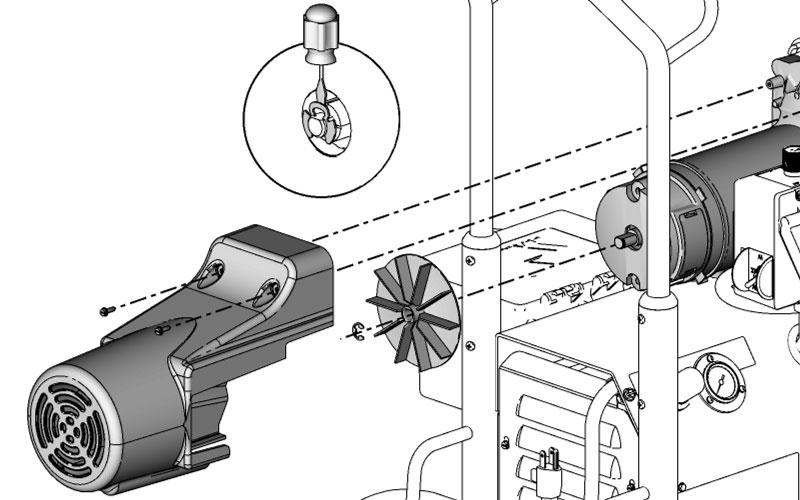 Výmìna ventilátoru Výmìna ventilátoru Finish Pro 395 Demontáž 1. Uvolnìte tlak, stránka 11. Vytáhnìte síœovou šòùru ze zásuvky rozvodu. 2. Odstraòte ètyøi šrouby (12) a plášœ (23). 12 23 3.