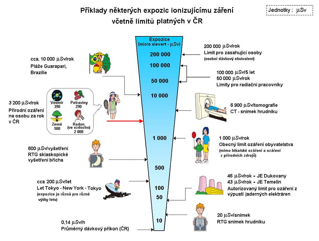 Jednotky: Existuje více jednotek pro měření ionizujícího záření, my se zaměříme pouze na Sievert. Sievert (značka Sv) je jednotkou ekvivalentní dávky ionizujícího záření. Je pojmenována po R.