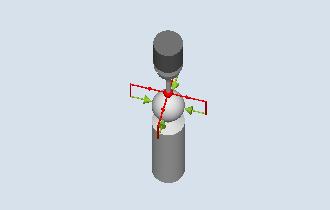 3.3 Měření obrobku (Frézování) Obrázek 3-10 Kalibrace na kuličce (CYCLE976), příklad s přejížděním kuličky (najíždění do pomocných pozic rovnoběžně s osami) Předpoklady Průměr referenční kuličky musí