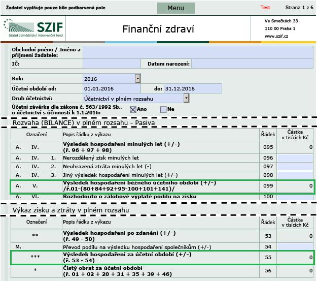 V.1 nebo pole A.V.) v rozvaze s výsledkem hospodaření