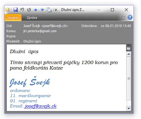 poštovní program podle nastavení od uživatele