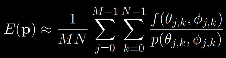 Indirect irradiance calculation E = SampleHemisphere(p); Estimating
