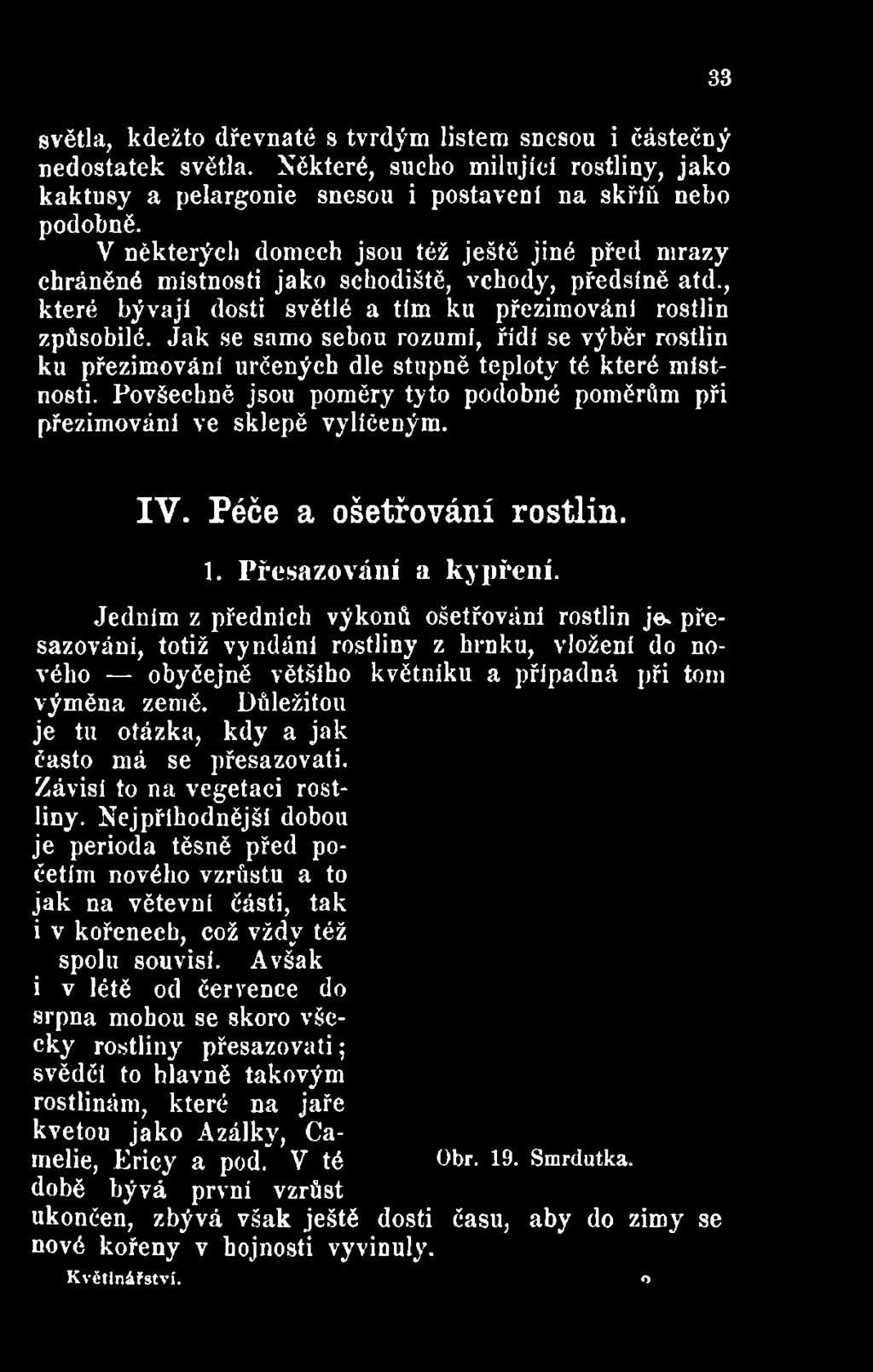 Jak se samo sebou rozumí, řídí se výběr rostlin ku přezimování určených dle stupně teploty té které místnosti.