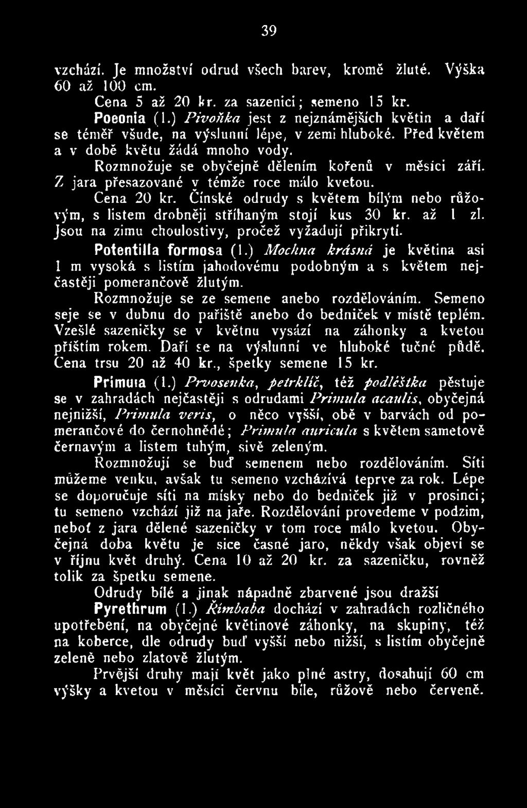Rozmnožuje se ze semene anebo rozdělováním. Semeno seje se v dubnu do pařiště anebo do bedniček v místě teplém. Vzešlé sazeničky se v květnu vysází na záhonky a kvetou příštím rokem.