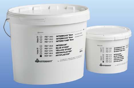 INTERDENT ARTIPLASTER Speciální rychle tuhnoucí bílá sádra pro fi xaci modelů v átoru s nízkou expanzí, která je po 24 hod.