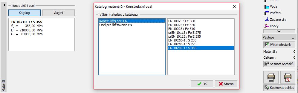 Dialogové okno Katalog materiálů Dále popíšeme postupné budování stěny po jednotlivých fázích budování.