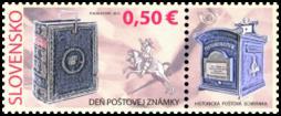 508) Prenosná poštová schránka z Balneologického múzea v Piešťanoch, detail dobovej rytiny z r. 1811 kupón) Secesná poštová schránka systém Paris z r. 1891 508 (xxx) 0,50 viacfarebná... 508 FDC.
