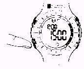 Nastavení času buzení (alarmu) 1. Tiskněte opakovaně tlačítko MODE [2] tak dlouho, dokud nepřepnete hodinky do režimu zobrazení času. 2. Stiskněte třikrát (3 x) tlačítko SELECT /+/ > [1].