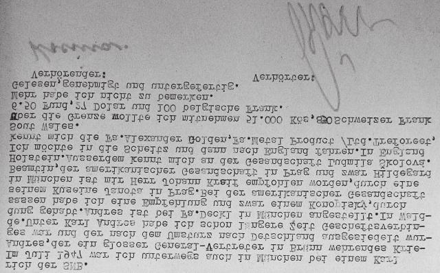 Úryvek protokolu o výslechu Jana Prošvice, sepsaného Karlem Kocinou v noci na 24.