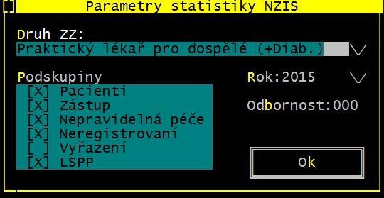 Vytvoření statistiky v Praktiku 1. V hlavní obrazovce Praktika (8 okének Pacienti, Nepravidelná péče ) zvolte Statistiky 2. V menu vyberte ÚZIS roční výkaz o činnosti poskytovatele ZS 3.