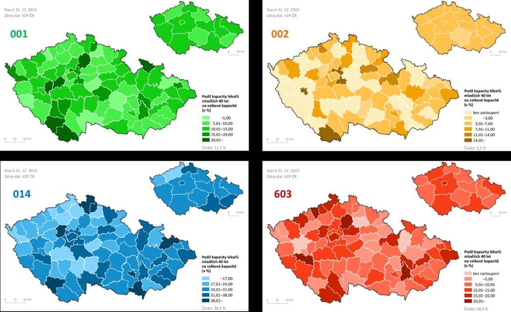 16 Obr. 8: Podíl kapacity lékařů mladších 40 let na celkové kapacitě Obr.