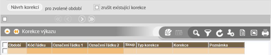 Návrh korekcí V horní části je možné tlačítkem Návrh korekcí spustit automatický návrh korekcí.