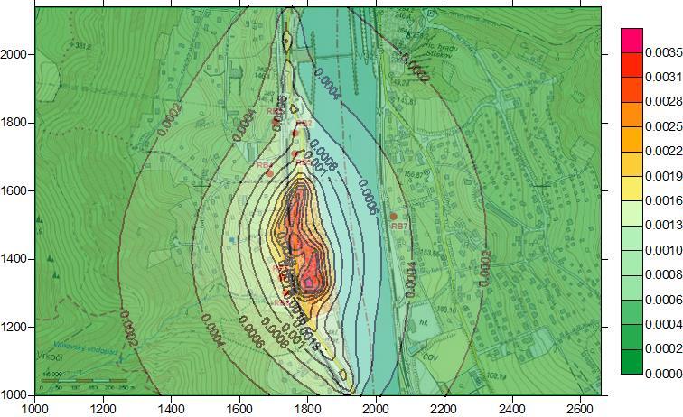 Rozptylová studie strana 27 z 27 Příspěvek k průměrným ročním imisním koncentracím