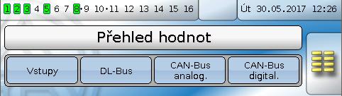 Přehled hodnot Přehled hodnot V tomto menu jsou