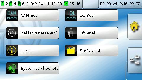 Přehled funkcí Systémové hodnoty V tomto menu je zobrazen stav systémových hodnot, které jsou dostupné pro výběr jako zdroje pro vstupní varianty a CAN- a DL-výstupy.