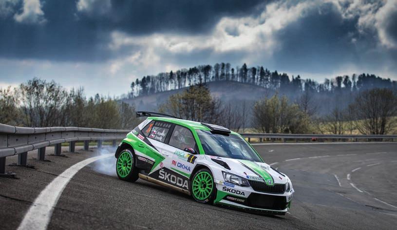 Škoda Fabia R5 Motor Objem Výkon Točivý moment Pohon Převodovka Zavěšení Brzdy Elektronika Hmotnost Palivová nádrž Přeplňovaný řadový 4válec s přímým vstřikováním paliva 1620 ccm 206 kw/4750 1/min.
