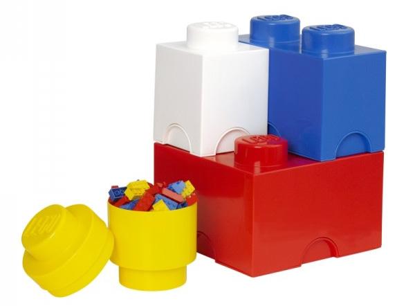 Balení zahrnuje: 1 x úložný box 1 (modrý), 1 x úložný box 1 (žlutý) a úložný box 2 (červený). Rozměry celého balení: 250 x 250 x 180 mm. Materiál: polypropylen (PP).