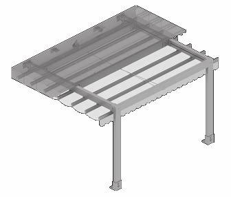 Pergola Latin se stříškou Kotvení zeď - podlaha, ovládání lanovým převodem Plastové díly, ovládací šňůra