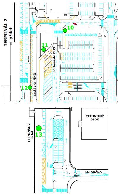 Příloha D - mapka Terminálu 2 s vyznačením kontaktních stanovišť zdroj: NORMA KVALITY- ZAJIŠTĚNÍ ASISTENČNÍCH SLUŽEB