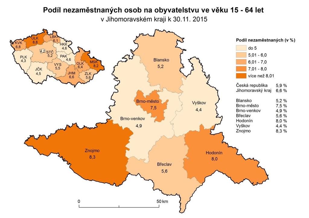 2. Aktivní politika zaměstnanosti v Jihomoravském kraji Tabulka č. 4 Uchazeči o zaměstnání podpoření v rámci vybraných nástrojů APZ ukazatel (celkový počet) Stav k 30.11.