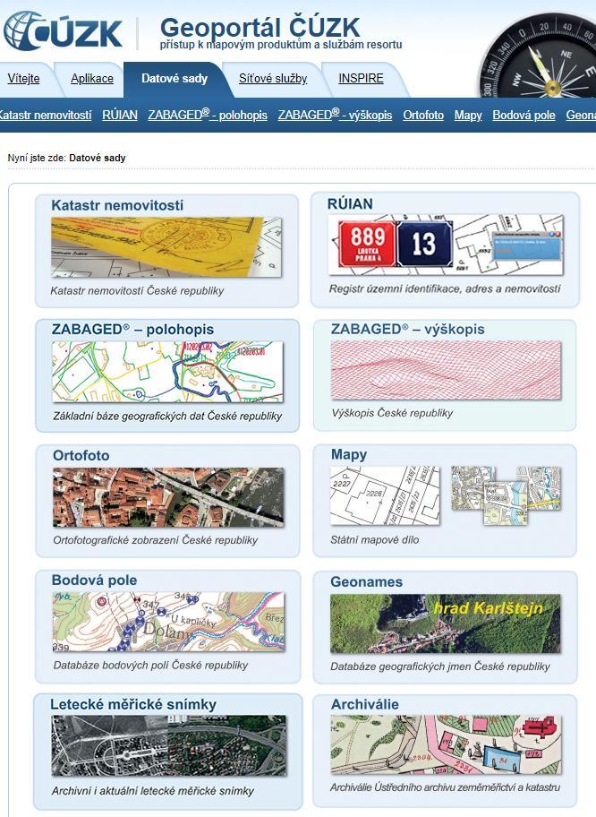 Další státní mapová díla Informace o geografických podkladech poskytovaných