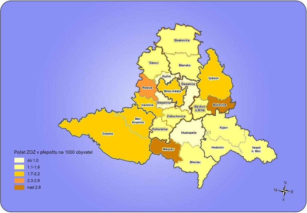 Mapa 7 - Celkový počet záchran osob a zvířat v JmK Mapa 8 -