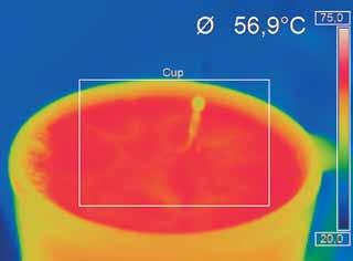 com/opticscalculator Měřící pole termální kamery optris PI na příkladu standardního objektivu 23 x 17 S termokamerou Optris PI je možné zobrazit rozložení teploty na povrchu, stejně jako přesně měřit