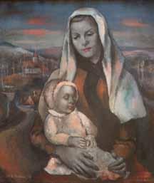 243 245 240 241 242 240. Bohumil Stanislav Urban (1903 1997) Litoměřická madona olej, plátno, 1942, 69 x 59,5 cm, sign. LD B. S. Urban 42, rám, žák prof.