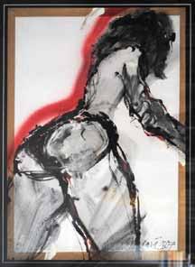 Zuzana Kadlecová (1960) Akt zezadu kombinovaná technika, 2007, 42 x 30 cm, sign.