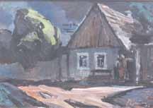 Pravoslav Kotík (1889 1970) Bubny kvaš, papír, 1964, 19 x 75 cm, rám, na zadní straně štítek s popisem a razítko ČFVU, přiložen prodejní list z Galerie Platýz z prosince 1970