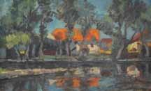 Karel Kupka (1905 1971) Přehrada na Lipně akvarel, papír, 1969, 28,5 x 62 cm, sign.