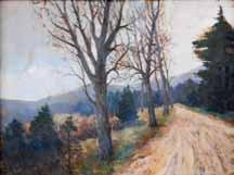 Richard Lander (1904 1982) Krajina tempera, běloba, karton, 1943, 19 x 49,5 cm, sign. PD rlander43, rám, žák prof. J.