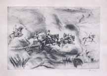Jiří Anderle (1936) Chrlič (PF 1967) suchá jehla, 1966, 10 x 20 cm, sign. PD Jiří Anderle, rám, č. 2/35, žák prof.