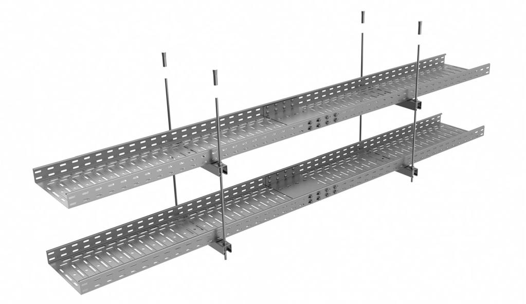8 POŽÁRNĚ ODOLNÉ SYSTÉMY - normové nosné konstrukce 10 Kabelové žlaby JUPITER - KZ sestava na strop při použití závitových tyčí a montážních profilů DSOS US KPOZ max.