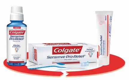 TM Okamžitá a přetrvávající úleva od bolesti citlivých zubů PROGRAM LÉČBY CITLIVOSTI Leštící pasta ke snížení citlivosti Colgate Sensitive Pro-Relief okamžitá úleva již po první aplikaci, která