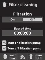 5. FILTRACE / REŽIM SMART 5. 5. Smart* Tento režim vychází z automatického časovače, a to včetně možnosti nastavení tří intervalů filtrování. Nastavený čas filtrování je závislý na teplotě vody.