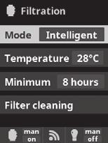 Minimální teplota: Pokud klesne teplota pod tuto nastavenou teplotu, doba filtrování se zredukuje na minimální možný pracovní čas, a to na 5 minut.