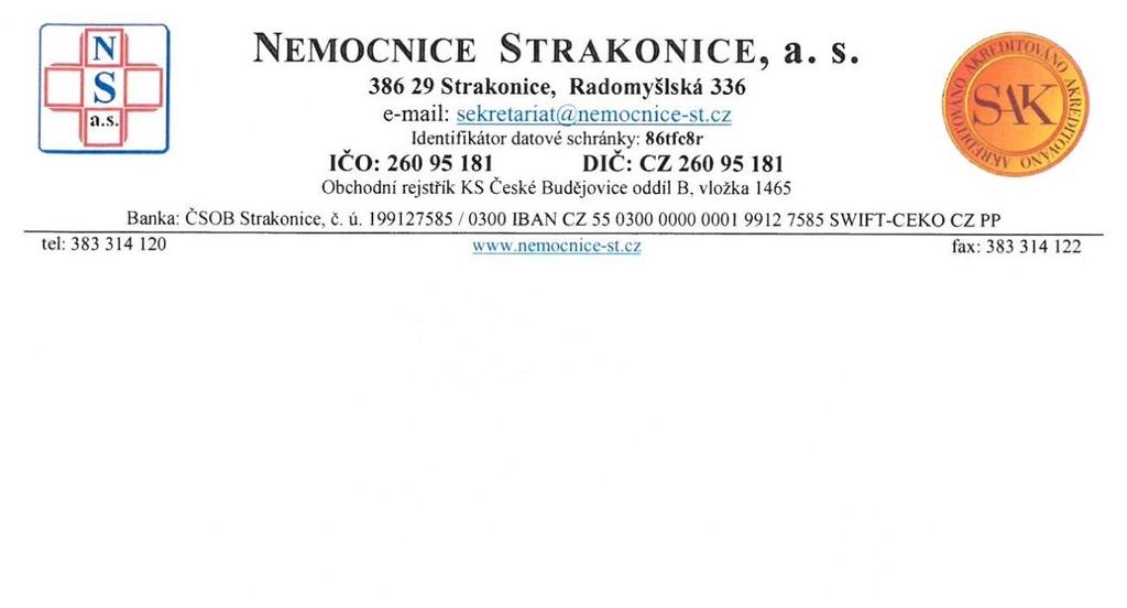 Výroční zpráva Nemocnice Strakonice,