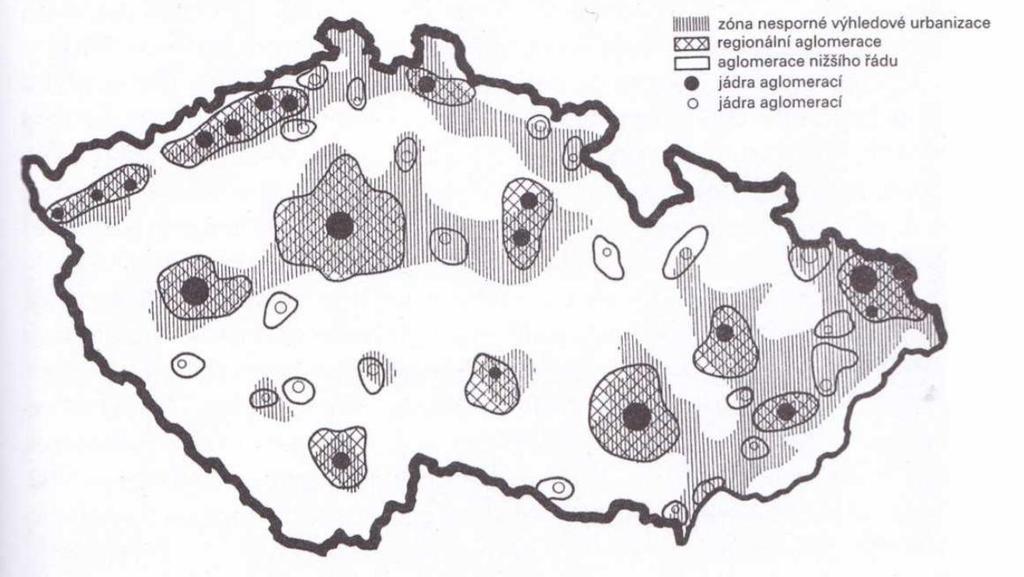 5.2 Vymezení aglomerací v České republice Na konci 60. let a na začátku 70. let minulého století se začala řešit neúplnost a statičnost v otázce osídlení v českých zemích.
